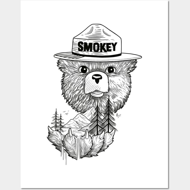 Smokey the Bear Wall Art by cocotatts